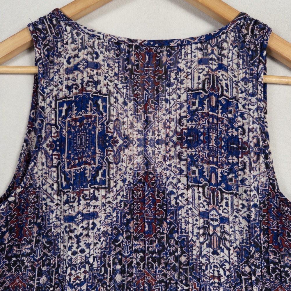 Joie Tank Top Womens Sz Small Red White Blue Geometric Silk Sheer Boho Festival - Picture 5 of 9